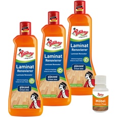 POLIBOY Laminat Renovierer - Bodenaufbereiter mit Schutz- und Glanzeffekt für Laminatversiegelung - 3x 500ml - Mit Produkt-Probe - Made in Germany