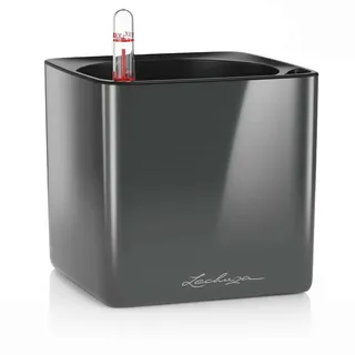 LECHUZA Cube Glossy 14 14 x 14 x 13,5 cm Anthrazit Highgloss