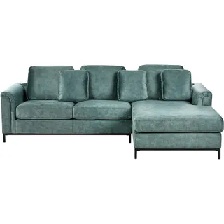 Beliani Ecksofa 4-Sitzer OSLO Samtstoff Blaugrün linksseitig