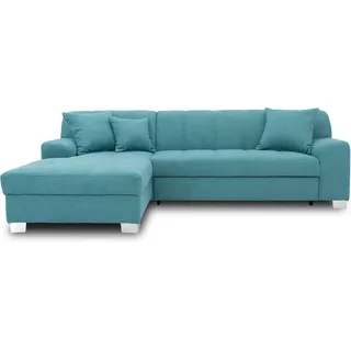 DOMO. collection Ecksofa Capri, Sofa in L-Form, Couch, Polsterecke, Eckcouch, Sofa-Garnitur, Longchair links 239 x 152 x 75 cm (BxTxH), türkis