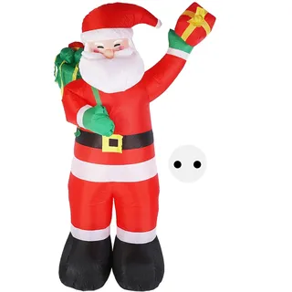 Masyrt LED Aufblasbare Weihnachtsmann,240cm Aufblasbar Weihnachtsmann mit LED Lichtern,7.87 FT IP44 Wasserdichter Aufblasbar Weihnachtsmann Weihnachtsdeko für Garten Rasen Hof