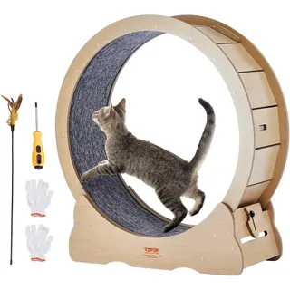 Vevor Katzenlaufrad, großes Katzenlaufband für Hauskatzen, 91 cm Katzenlaufrad mit abnehmbarem Teppich und Katzenangel zum Laufen/Gehen/Trainieren, geeignet für die meisten Katzen bis 6 kg