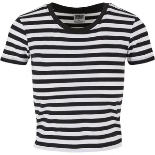 Urban Classics Damen T-Shirt Ladies Short Striped Tee, crop T-Shirt für Frauen, gestreift, white/black, L