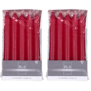 DONAU HOME Set Glatte Stabkerzen/Rot / 10 Stück im Karton / 17 x Ø 2 cm Unparfümiert/Zylindrische/Tafelkerzen zur Dekoration im Wohnzimmer, Bad / 6 Stunden Brenndauer/Leuchterkerzen (Packung mit 2)