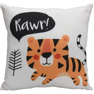 Home Styling Collection Kissenhülle Rawr 45/40 cm , Orange , Textil , Animalprint , Quadratisch , 40x45 cm , Heimtextilien, Wohntextilien, Kissen, Zierkissen