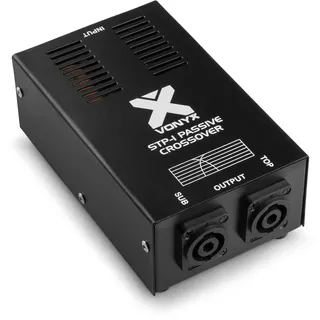 SkyTec STP-1 Passive Frequenzweiche, 2-Wege Powercon Weiche,1000 Watt, 1 Input, 1 Sub und 1 Top Output, Audiosignal Crossover Filter, Schwarz