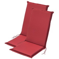 Traumnacht Komfort 2er Set Hochlehnerauflagen Outdoor rot, Bezug abnehmbar, mit Eckbändern und Einstellband, 120 x 50 x 6 cm, Öko-Tex zertifiziert, produziert nach deutschem Qualitätsstandard