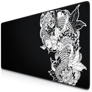 TITANWOLF - XXL Speed Gaming Mauspad Titanwolf Schwarz 900 x 400mm - XXL Mousepad - Tischunterlage Large Size - verbessert Präzision und Geschwindigkeit - Koi Tattoo 3 Design