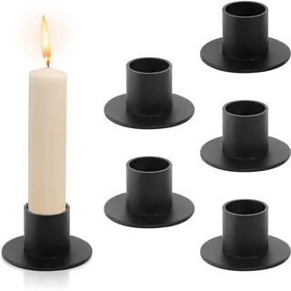 Schwarze Kerzenständer,6 Stück Retro Candlelight Dinner Kerzenhalter, Retro Kerzenhalter Matt Kerzenhalter für Weihnachts Esszimmer und Schlafzimmerdekoration Kamindekoration
