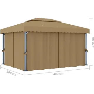 vidaXL Gartenpavillon 4 x 3 m inkl. 10 Seitenteile Taupe