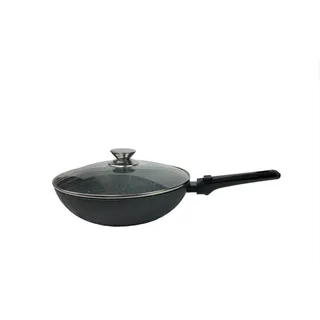WOK-Pfanne abnehmbarer Griff 32cm Induktion Deckel Anti Haft Bratpfanne Marmor