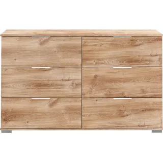 Schlafzimmer Kommode mit 6 Schubladen in Plankeneiche Nb. ELSTRA-43, B/H/T ca. 130/83/41 cm - Braun