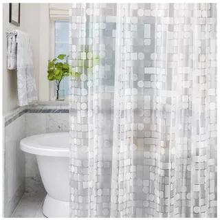 LEMON CLOUD Duschvorhang Antischimmel - Durchsichtig mit Gewicht Magnete Unten, 240x180cm PEVA Wasserdichter Badvorhang 3D Geometrische, Plastik DuschVorhang für Badewanne mit 12 Ringe