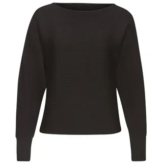 VIVANCE Strickpullover mit U-Boot-Ausschnitt, Fledermausärmel, Streifenoptik, Oversize, schwarz,