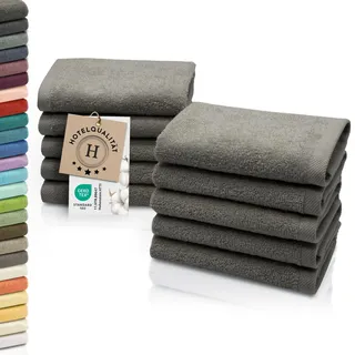 ZOLLNER 10er Set Seiftücher - weiche und saugstarke Waschlappen - waschbar bis 95°C - Baumwolle - 30x30 cm in Taupe
