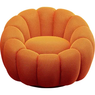 Kare Design Drehsessel Peppo Bloom, Orange, 40 cm Sitzhöhe, Polstersessel, Relaxsessel, 360 Grad Drehbar, Wohnzimmer, 68x94x94 cm (H/B/T)