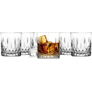 Glasmark KROSNO 1992 Whisky Gläser Set Whiskeygläser 6 Stück 280 ml Rum Gin Bourbon Cocktail Whiskey Glas Trinkgläser Geschliffen Spülmaschinengeeignet