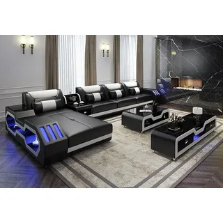 Wohnlandschaft L Form Ecksofa + Couchtisch + Sideboard Design Wohnlandschaft led