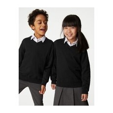 Unisex,Boys,Girls M&S Collection 2pk Unisex Pure Cotton School Jumper (3-18 Yrs) - Black, Black - 15-16