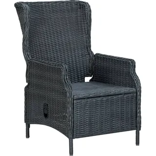 The Living Store Verstellbarer Gartensessel mit Auflagen Poly Rattan Dunkelgrau - Grau