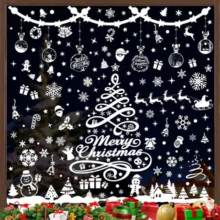 Fensterbilder Weihnachten Selbstklebend Schneeflocken Fensterdeko 351PCS - Nepfaivy Wiederverwendbare Statische Weihnachtsfensterbilder, Winter Fenstersticker Schneeflocken Fensteraufkleber Deko