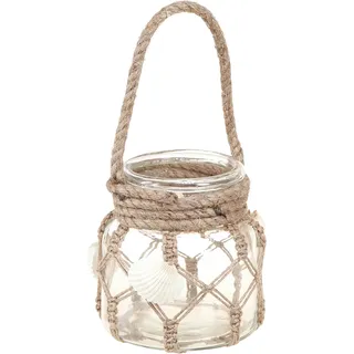 Deko Glas Muscheln Makramee Maritim Set Vase Ø11cm, 2 Stück - Braun