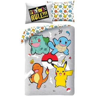 Halantex Pokemon Rules Grau 140 x 200 cm + 70 x 90 cm