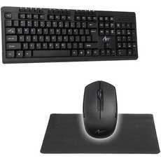 ART AK-48A - Tastatur, Maus und Mousepad-Set - Schwarz