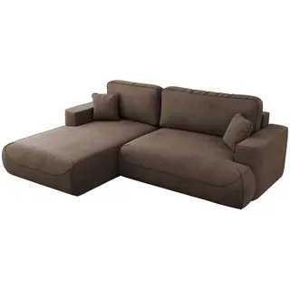 MKS Meble MKS Ecksofa OVO mit Schlaffunktion und Bettkasten, Braun Velvet, L-form Couch, 4-Sitzer Ecksofa, 271x195x95 cm - Links Seite - Braun