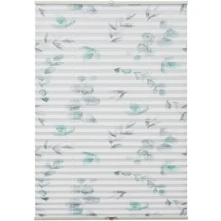 GARDINIA Plissee Concept zum Klemmen, Blickdichtes Faltrollo, Lichtdurchlässig, Alle Montage-Teile inklusive, Höhenverstellbar, Zweig-Muster, Weiß, 50 x 130 cm