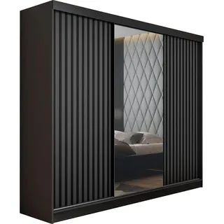 Kier Furniture Schiebetürenschrank Malani - Schwarz und Graphit 200x205x59 cm , Schwarz, Graphitfarben , Holzwerkstoff , 200x205x59 cm , Schlafzimmer, Kleiderschränke, Schwebetürenschränke