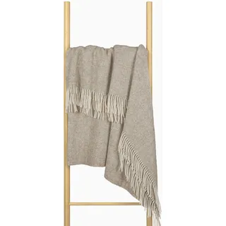 Nostra Zelandia 100% Reine Wolldecke – Warme, atmungsaktive und leichte Wolldecke für Sofa, Bett und Outdoor-Bereich, temperaturregulierender Komfort mit Fransen (Natürlich)