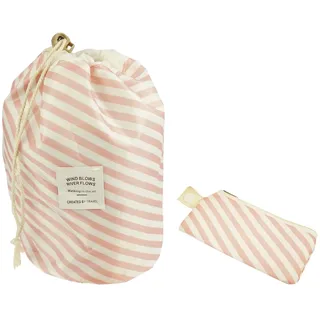 kosmon Beauty Reise Beutel, rosa/weiß gestreift, leer, Höhe 23,5 cm
