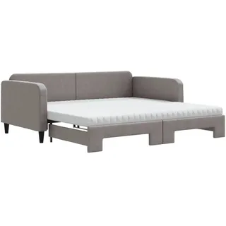vidaXL Tagesbett Ausziehbar mit Matratzen Dunkelgrau 100x200 cm Stoff - Grau