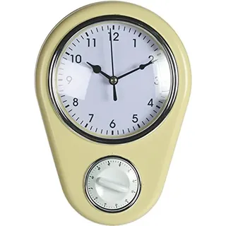 OOTB Wanduhr »Kitchen« Retro 50er Jahre Design mit Kurzzeitwecker (Beige)