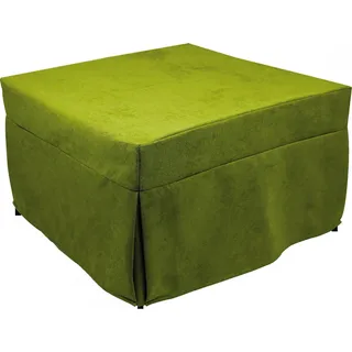 In ein Einzelbett umwandelbarer Puof,  Italy, Klappbett, Pouf aus abnehmbarem, platzsparendem Stoff für das Wohnzimmer, cm 78x78 / 195h45, Grün - Grün