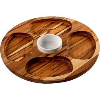Elegante Teakhouten Serveerschaal - Organisieren Sie Vorspeisen und Tapas - 1 Stück - Brasilianisches Teakholz