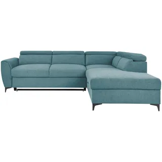 Mid.you Ecksofa , Petrol , Textil , Ottomane rechts, L-Form , 255x217 cm , Wohnzimmer, Sofas & Couches, Wohnlandschaften, Ecksofas mit Schlaffunktion