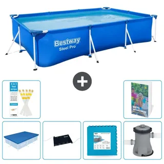 Bestway Steel Pro Rechteckig - 300x201x66 cm - 7-teilig S99 - Blau