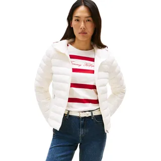 Tommy Hilfiger Damen, Steppjacke Down Hooded Jacket mit Reißverschluss, Weiß ivory silk, XXL