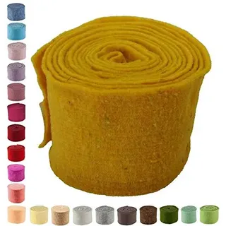 Hochwertiger & Widerstandsfähiger Filz – Breite 15cm / Länge 5m - Topfband/Bastelfilz/Wollfilz – Große Farbauswahl – Dehnbar & Druckelastisch – Tischdekoration Ostern/Weihnachten (Dottergelb)