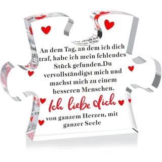 Valentinstag Romantisch Geschenk für Ihn Sie, Graviertes Acryl Block Puzzle Geschenke für Männer Frauen, Valentinstagsgeschenke für Ihn Sie zum Valentinstag Geburtstag Jahrestag Weihnachten