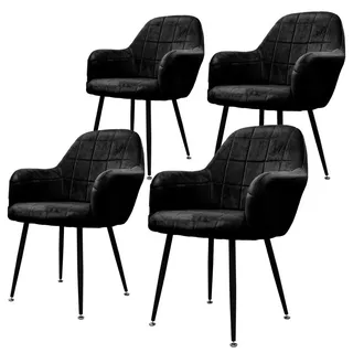 ECD Germany Esszimmerstuhl Samt Schwarz 2er Set