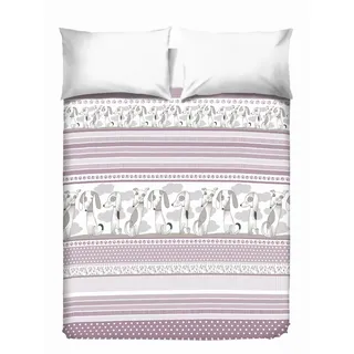 PENSIERI DELICATI Tagesdecke für Doppelbett, 260 x 280 cm, Einzelbett, 100% Pique-Baumwolle, ideal als Überwurf für Doppelbett, Muster Baubau, Rosa, 100% Made in Italy