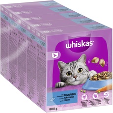Whiskas Adult 1+ Trockenfutter Thunfisch, 5x800g (5 Packungen) - Katzentrockenfutter für erwachsene Katzen - unterschiedliche Produktverpackungen erhältlich