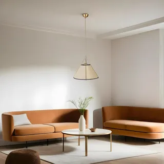 Elegant Beige & Gold Chandelier, Metal Body, 40 cm Diameter, 70 cm Height, Adjustable, E27 Max 40W, IP20 | Perfect for Modern Home Décor