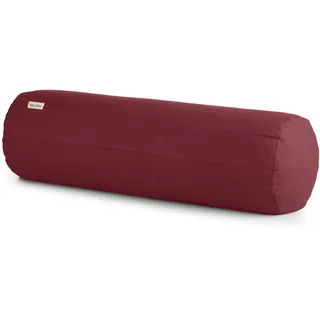 basaho Yoga Bolster Yogarolle | Bio-Baumwolle | Buchweizenschalen | Abnehmbarer und waschbarer Bezug | Yoga Rolle Yogakissen (Tibetisches Bordeaux)