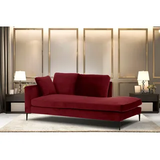 Home affaire Recamiere »Cozy Chaiselongue, Maße B/T/H: 195/97/80 cm« mit losen Kissen und Metallbeinen, Armlehne links oder rechts wählbar, rot