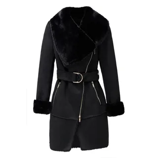 SALSA JEANS Shearling Mantel - Black - M