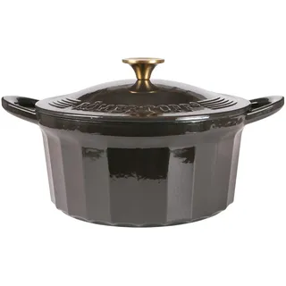 Römertopf Gusseisen Topf mit Deckel 24 cm – Bräter & Schmortopf emailliert, Dutch Oven für alle Herdarten inkl. Induktion, backofenfest bis 250 °C, PFAS-frei – Anthrazit